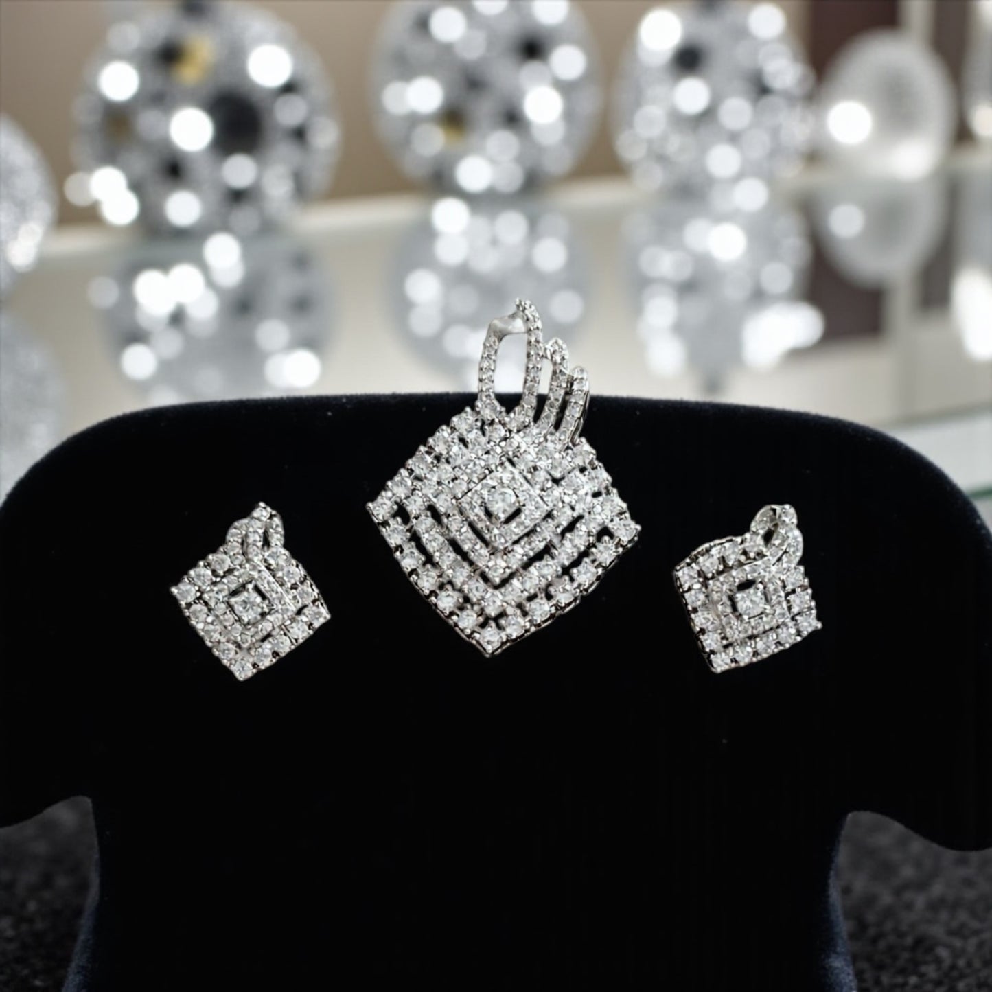 436547-American Diamond Delicate Pendant Set With Rhodium Plating