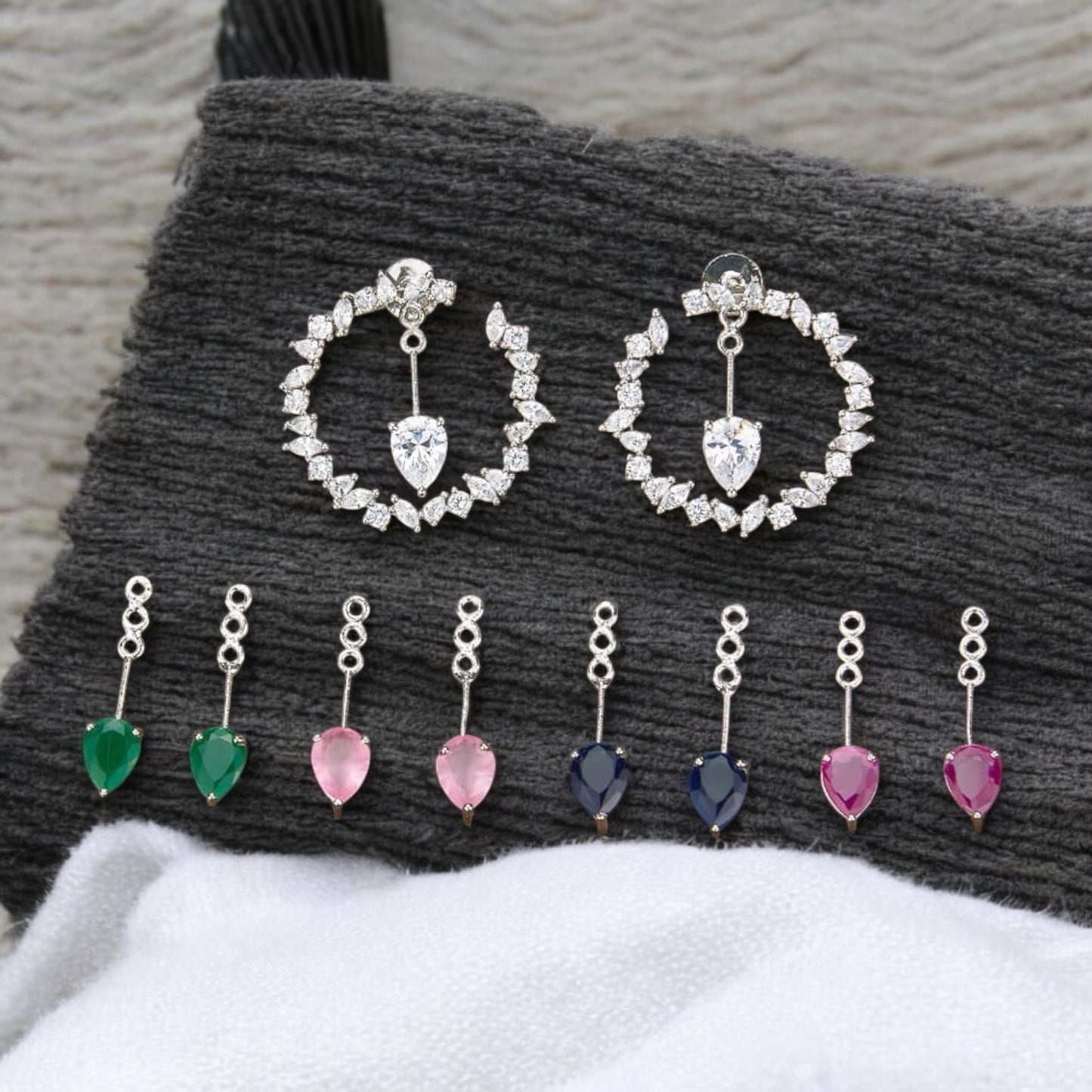 431139 Cubic Zirconia Classic Earring With Rhodium Plating