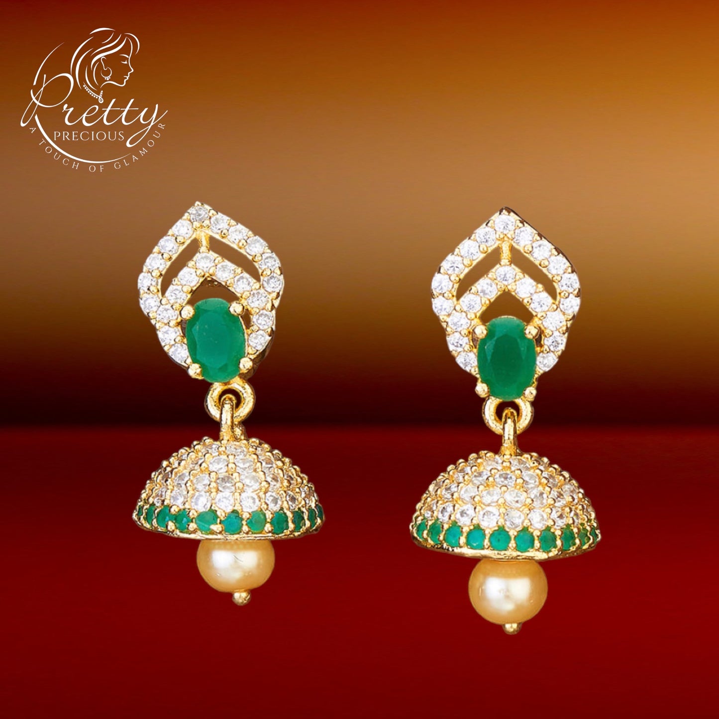 426539 Cubic Zirconia Jhumki With Gold Plating