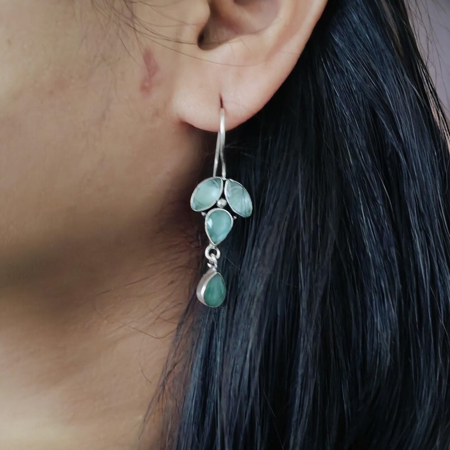 91999-ERO Pretty Precious Fashion Oxidised Silver Stylish Party Wear Earrings for Women and Girls-Mint