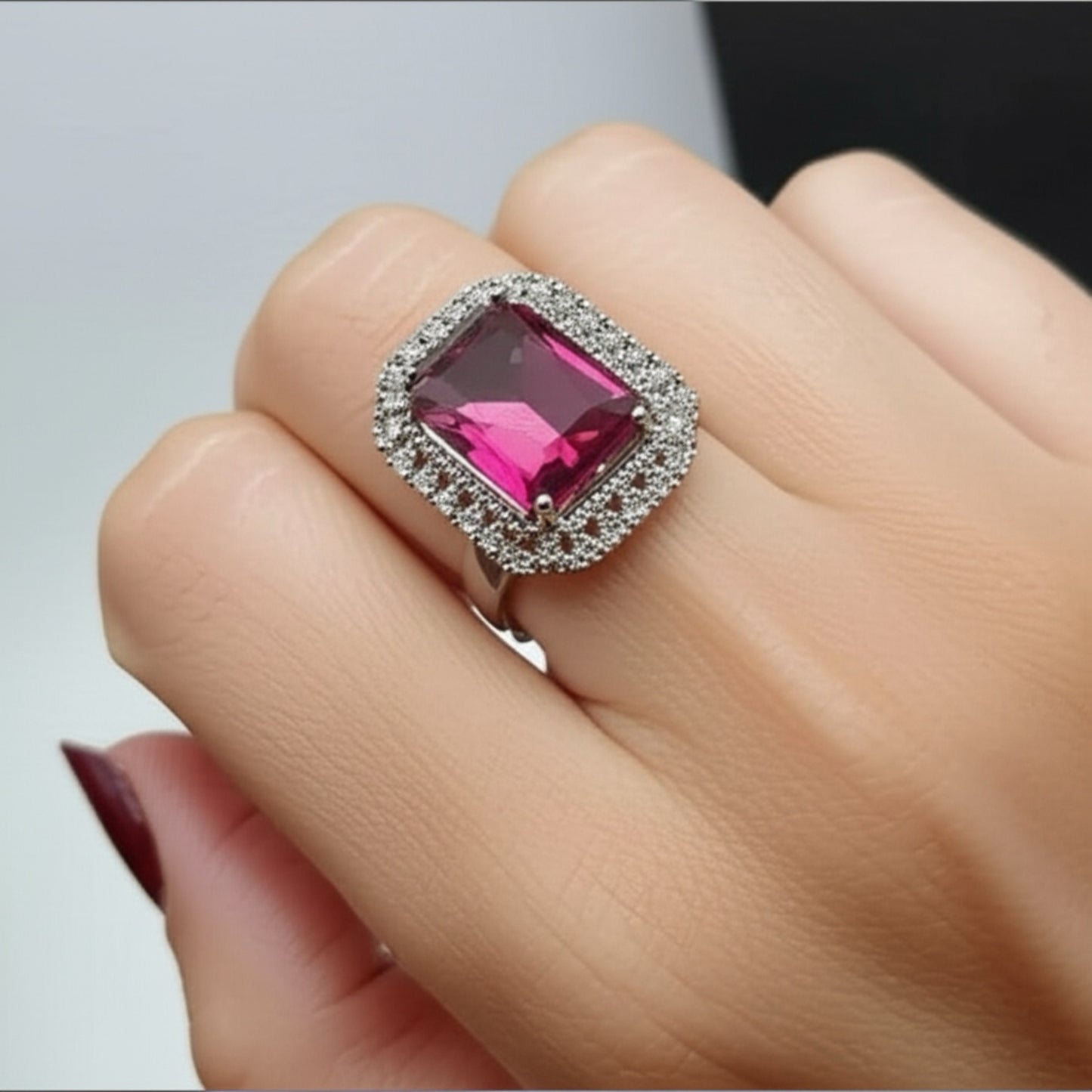 435523 Cz Adjustable Ring Ruby