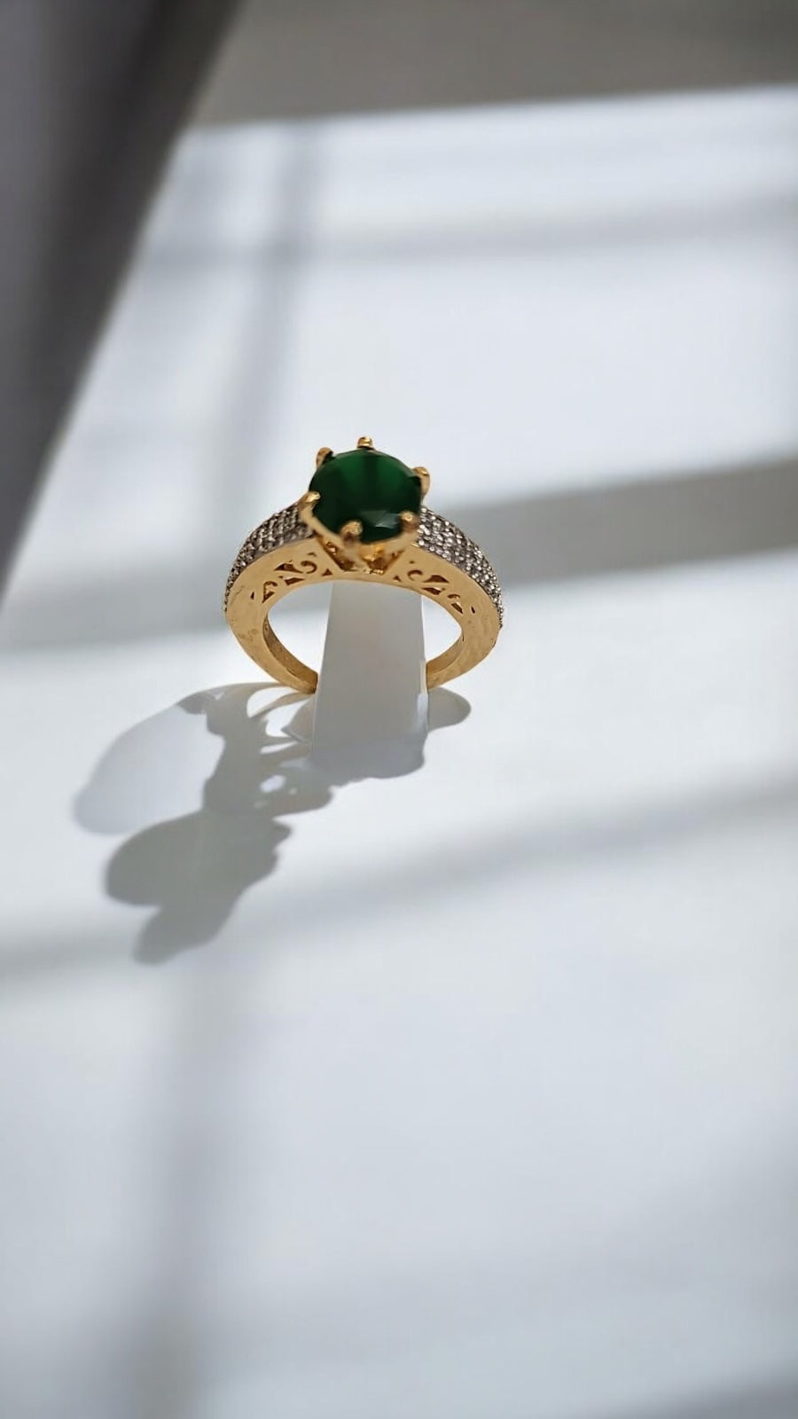 91259-RN Cz Adjustable Ring Green