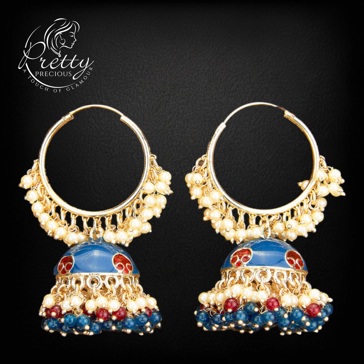 110537 Indo Western Jhumki With Gold Plating-Peacockblue