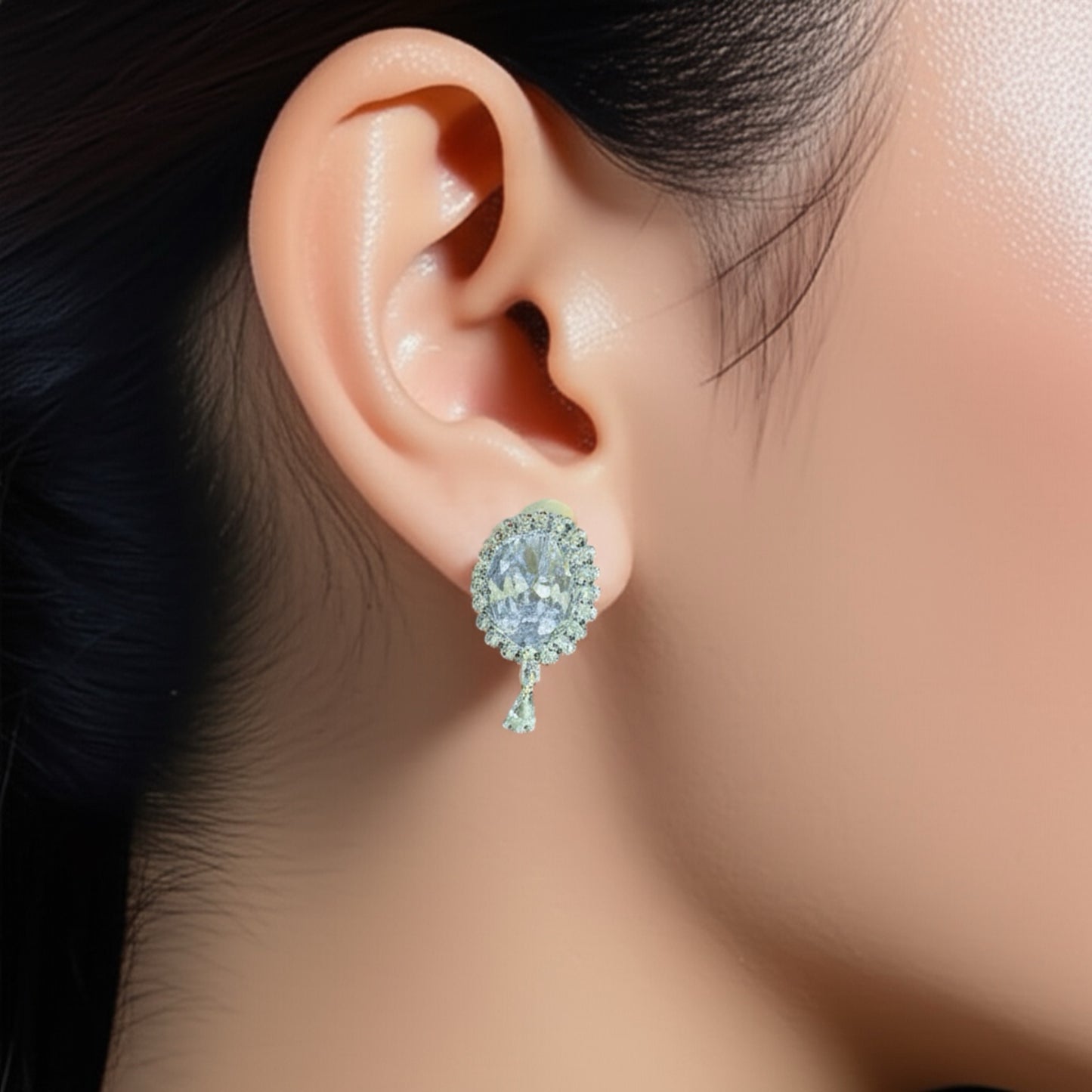 93109-ER CZ Earring With Gold/Rhodium Plating