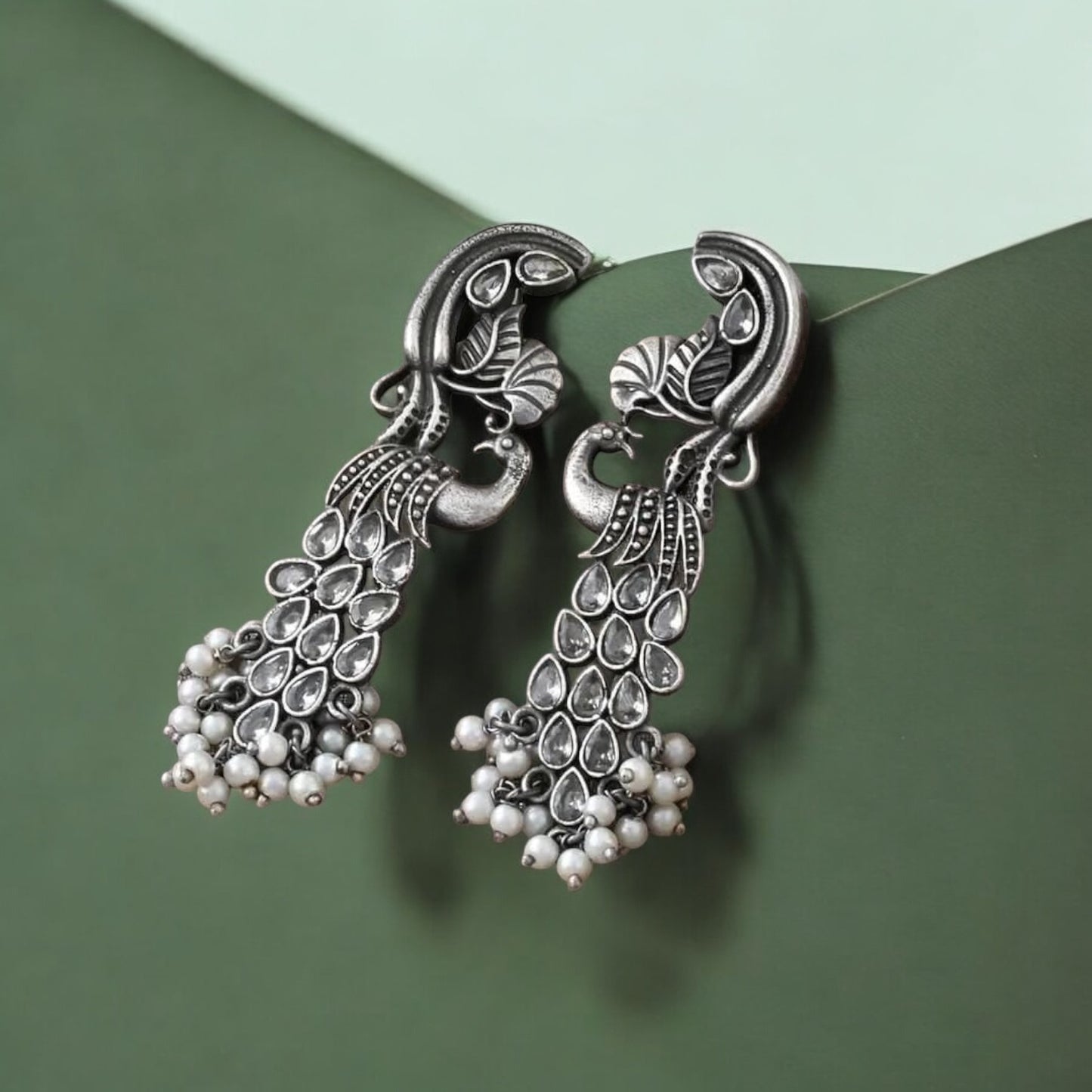 92999-ERO Pretty Precious Fashion Oxidised Silver Stylish Party Wear Earrings for Women and Girls