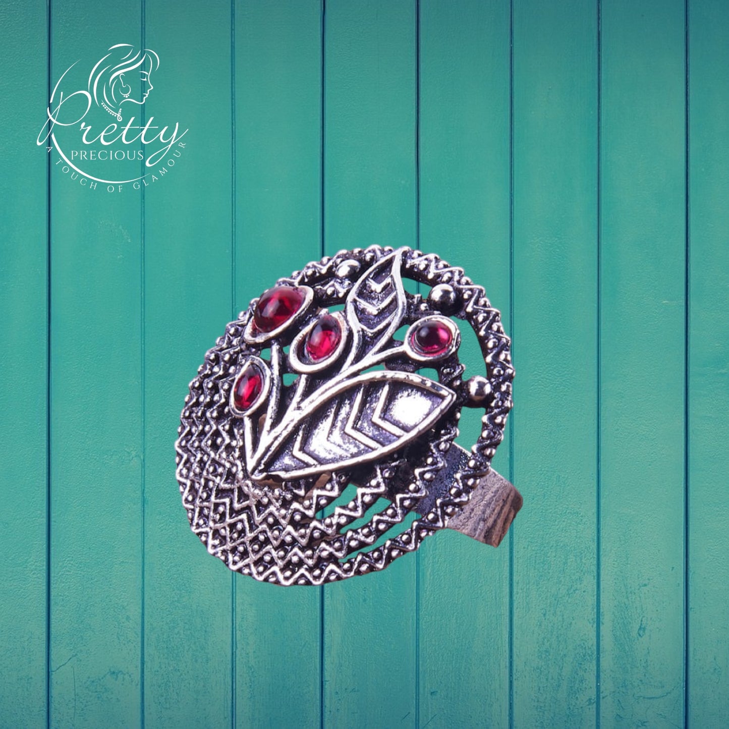 803549 Adjustable Ring With Oxidised Plating