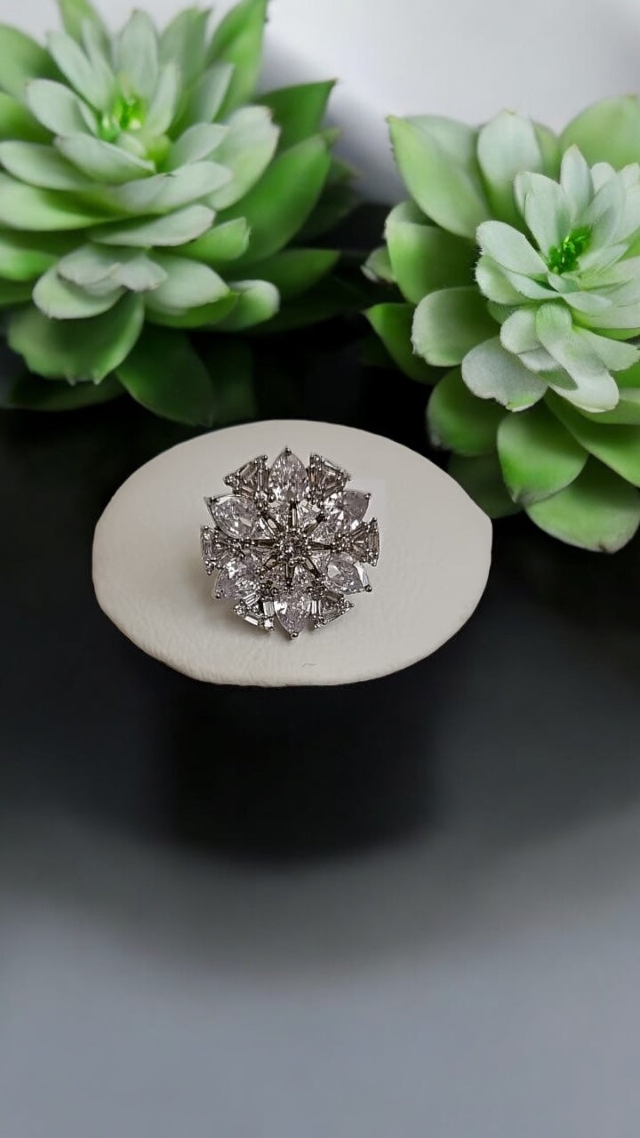 Ring250 Cz Adjustable Ring Silver