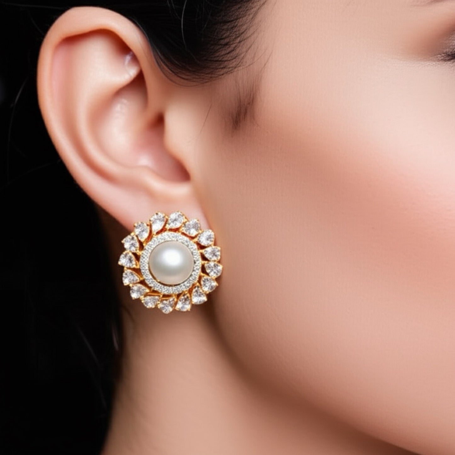 92409-ER CZ Earring With Gold/Rhodium Plating