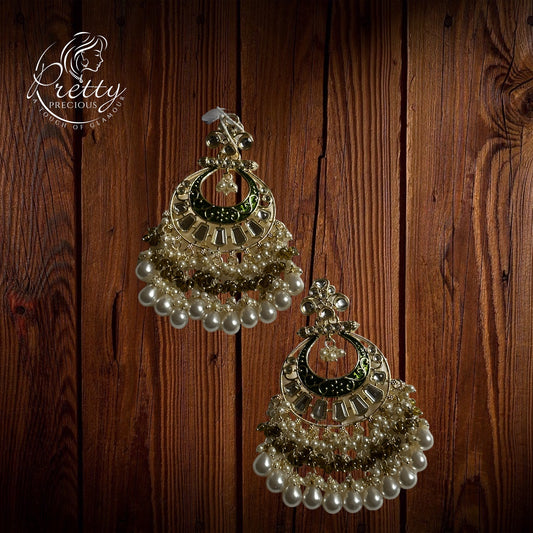 109123 Indo Western Meenakari Earring With Gold Plating-Mehandi