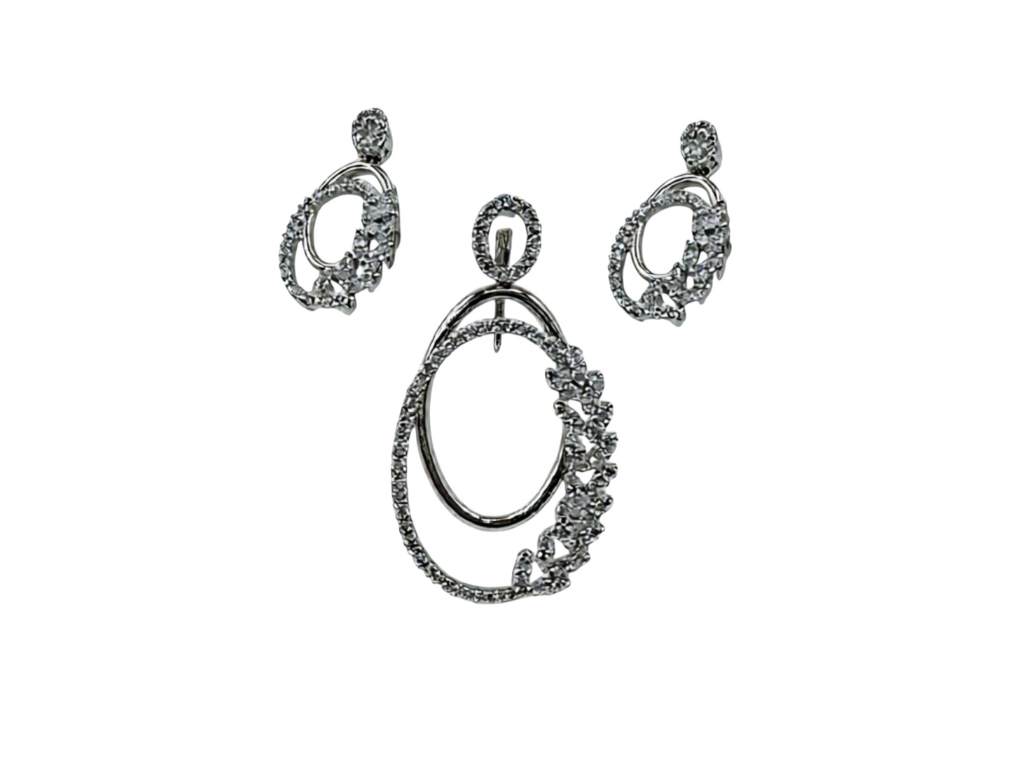 1061-American Diamond Delicate Pendant Set -Silver