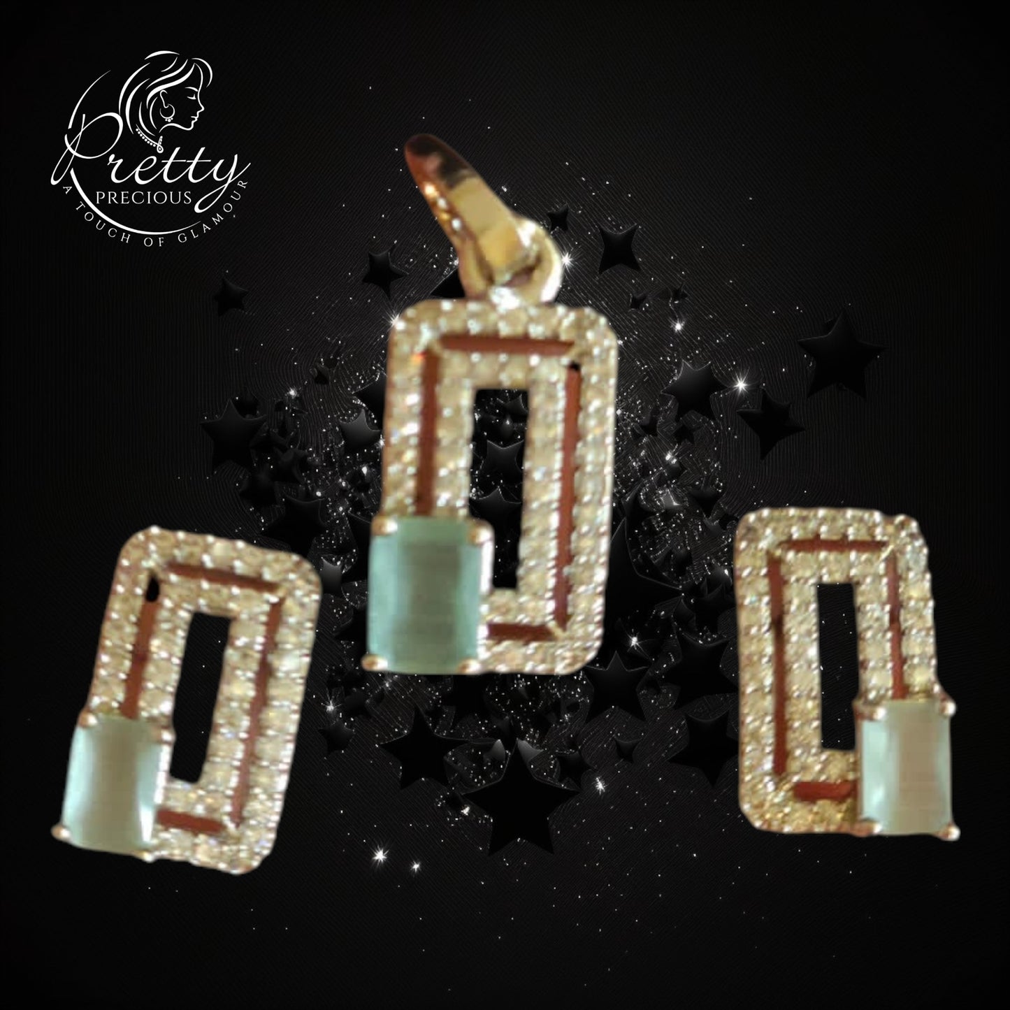 425942 Cz Delicate Pendant Set With 2 Tone Plating