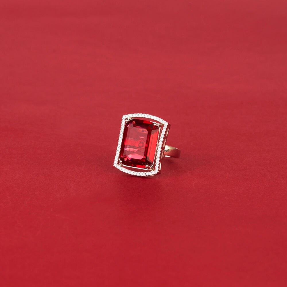 438265 Cz Classic Ring With Rhodium Plating-Rani