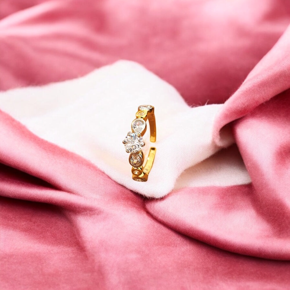 433760 Cz Adjustable Ring Two Tone