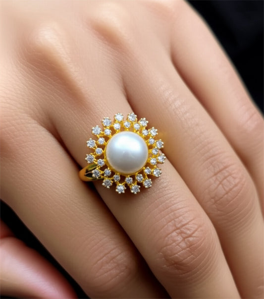 436742 Cz Adjustable Ring 2 Tone