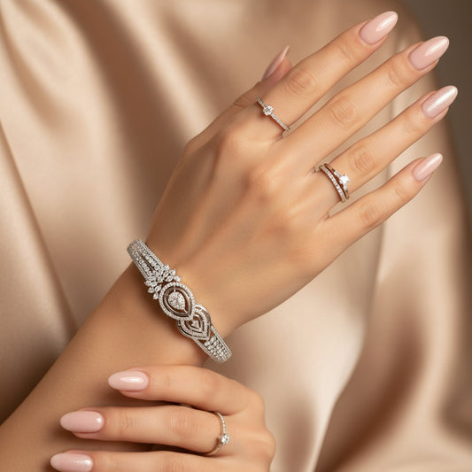 436036 Cubic Zirconia Classic Kada With Gold Plating-Pink