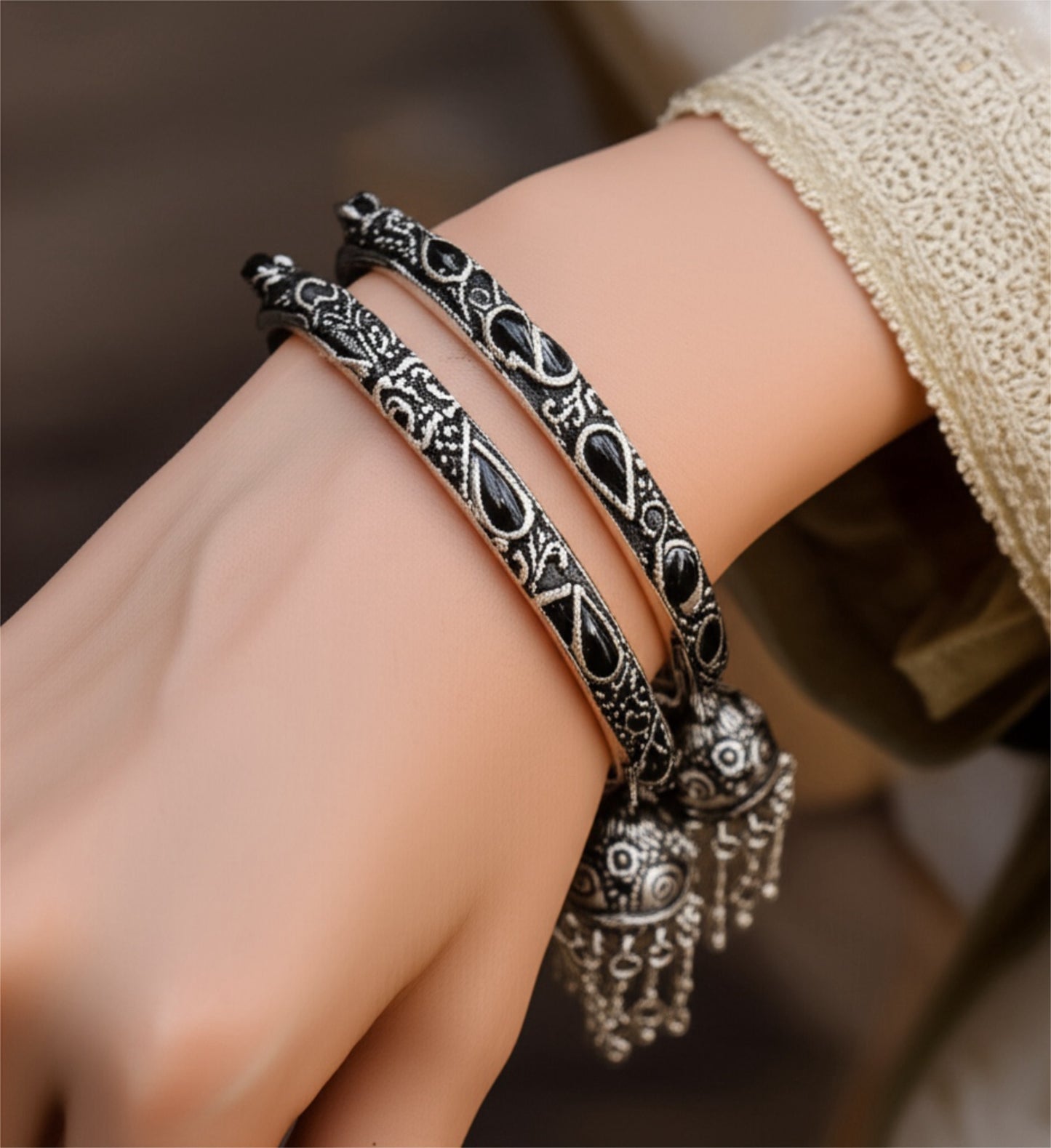 OXB195 Classic Bangles With Oxidised Plating-Size 2.4