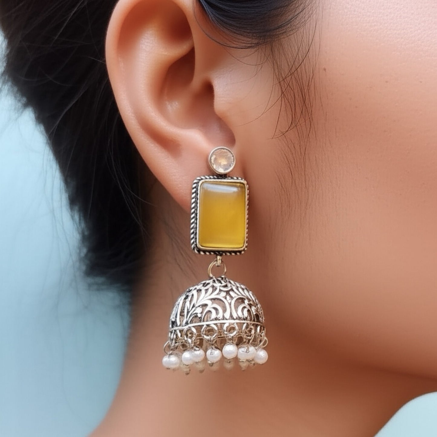 805828 Pretty Precious Fashion Oxidised Silver Stylish Party Wear Earrings for Women and Girls