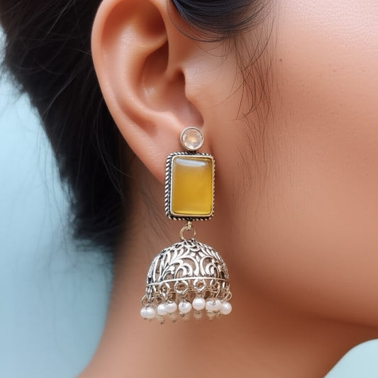 805828 Pretty Precious Fashion Oxidised Silver Stylish Party Wear Earrings for Women and Girls