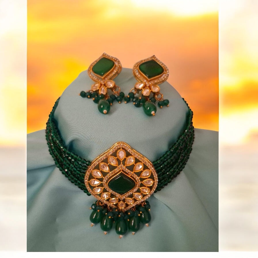 25850 Cz Delicate Necklace Green