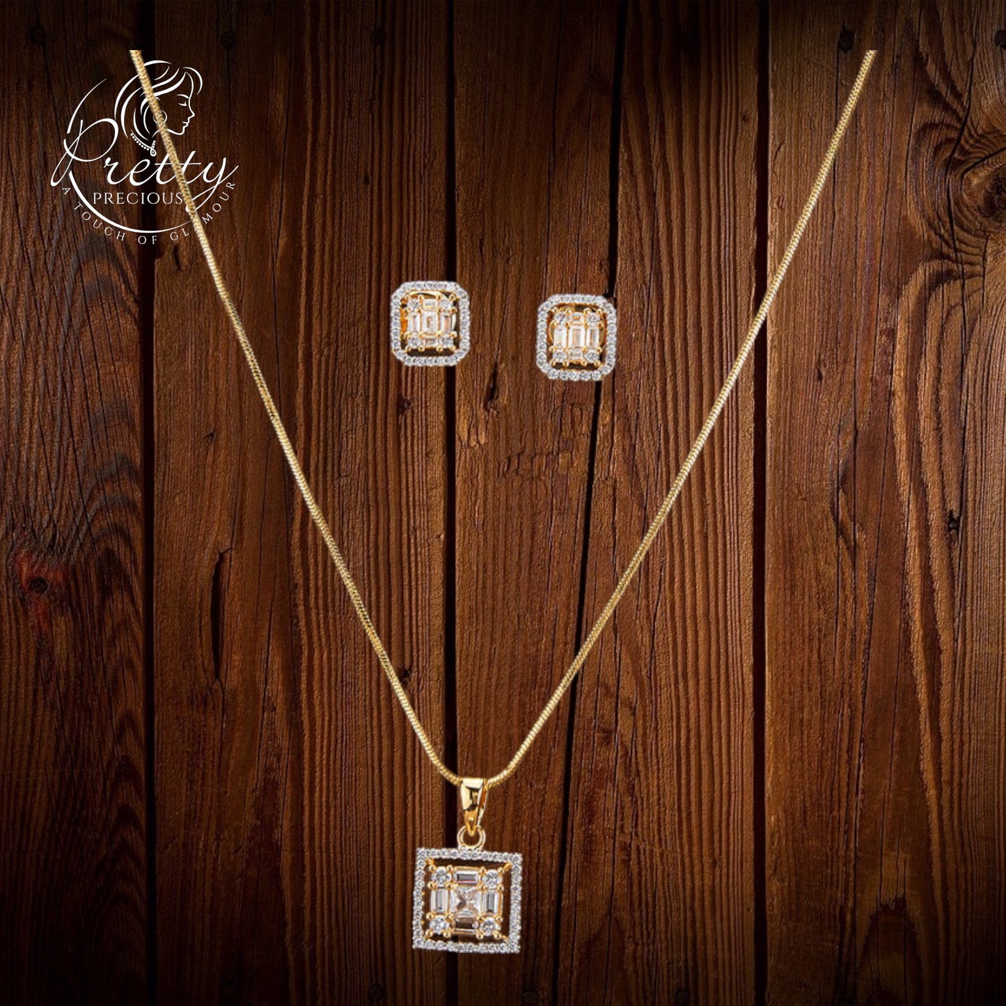 427207 Cubic Zirconia Classic Pendant Set With 2 Tone Plating-White