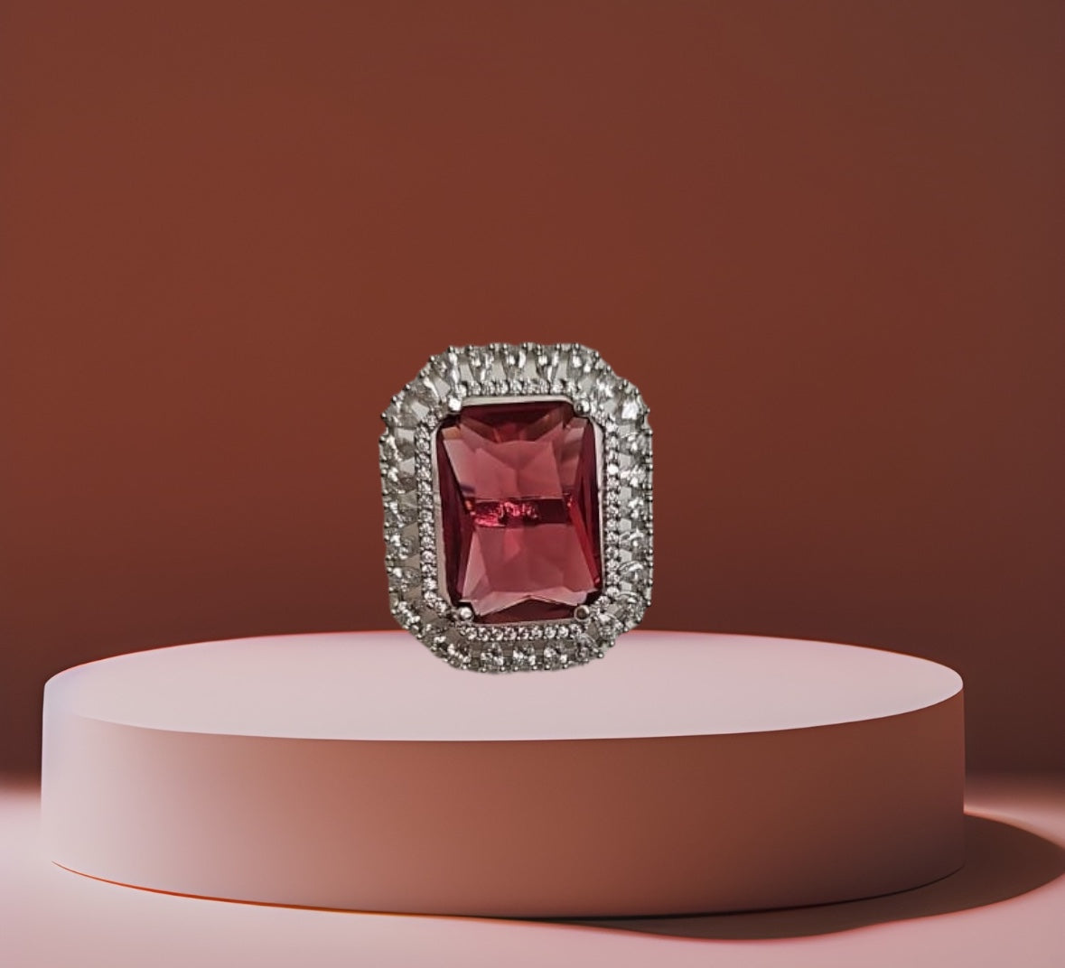 435523 Cz Adjustable Ring Ruby