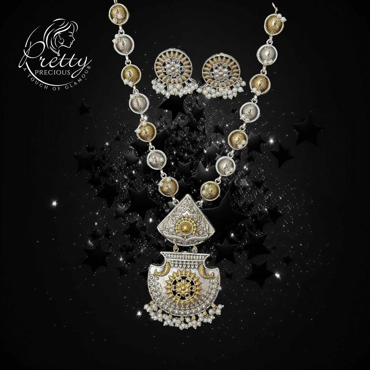 5720923633 Trendy Necklace With Oxidised Plating