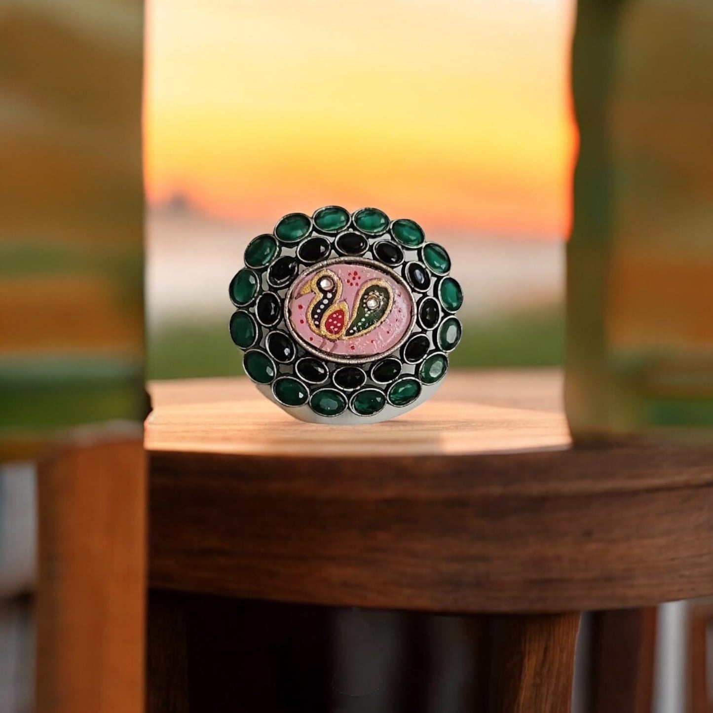 35180 Ring With Oxidised Plating