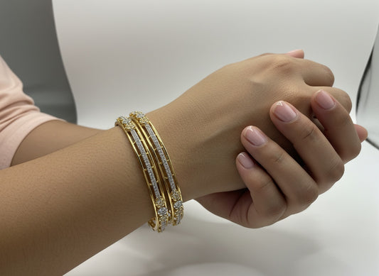 1007 Cz Classic Bangles-Size 2.6- Two Tone