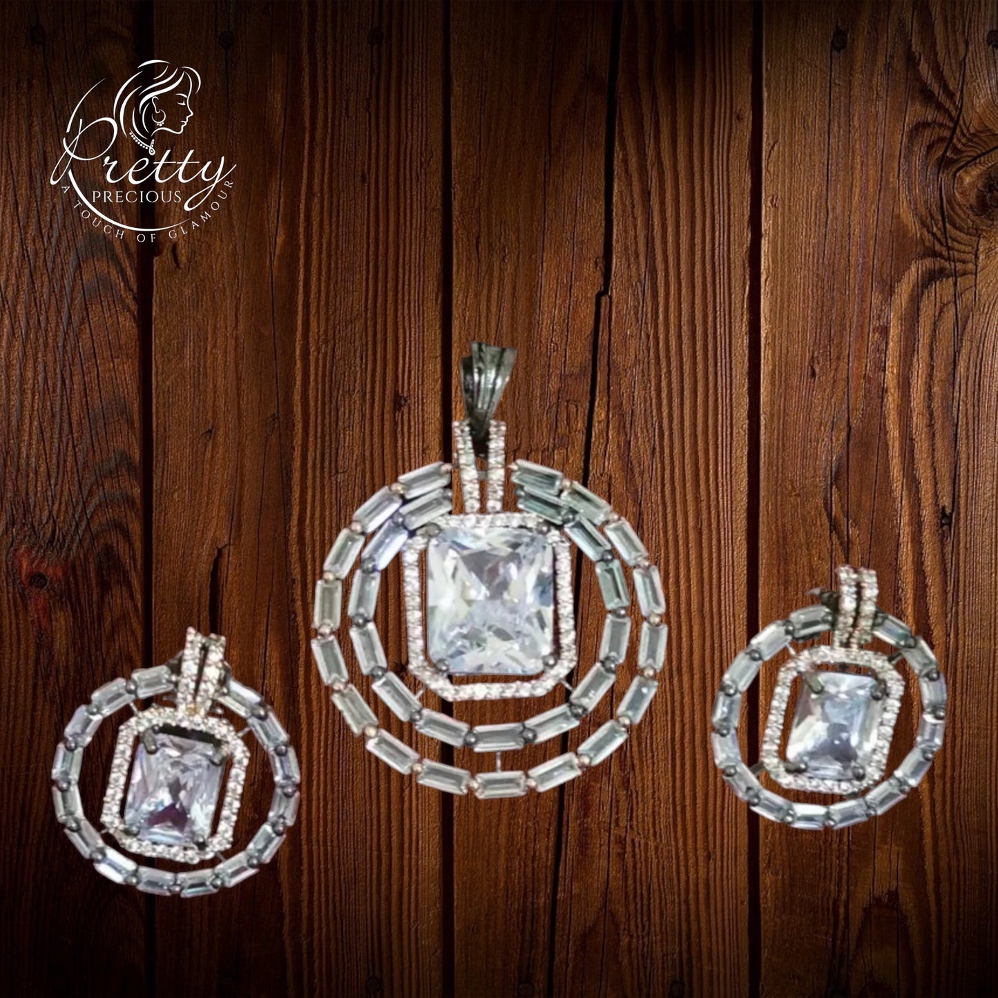 426202 Cz Classic Pendant Set With Rhodium Plating