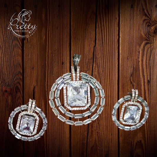 426202 Cz Classic Pendant Set With Rhodium Plating