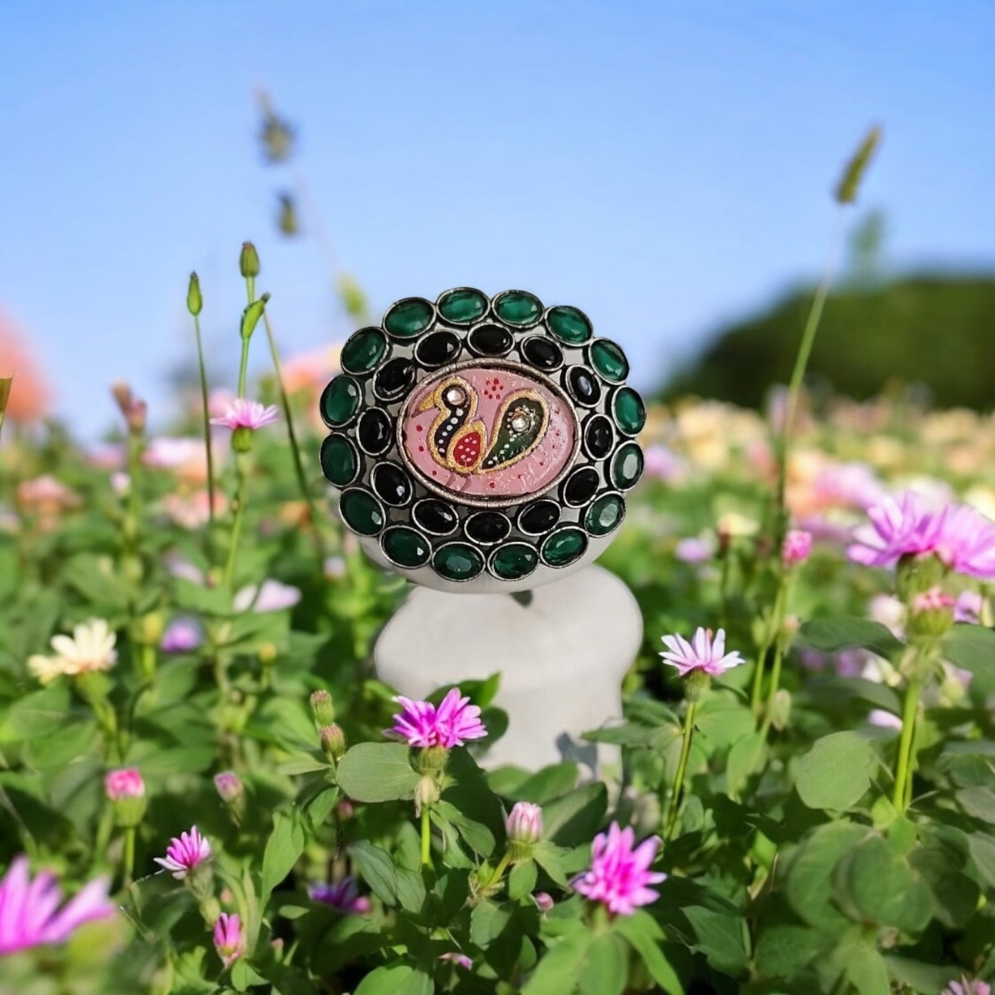 35180 Ring With Oxidised Plating