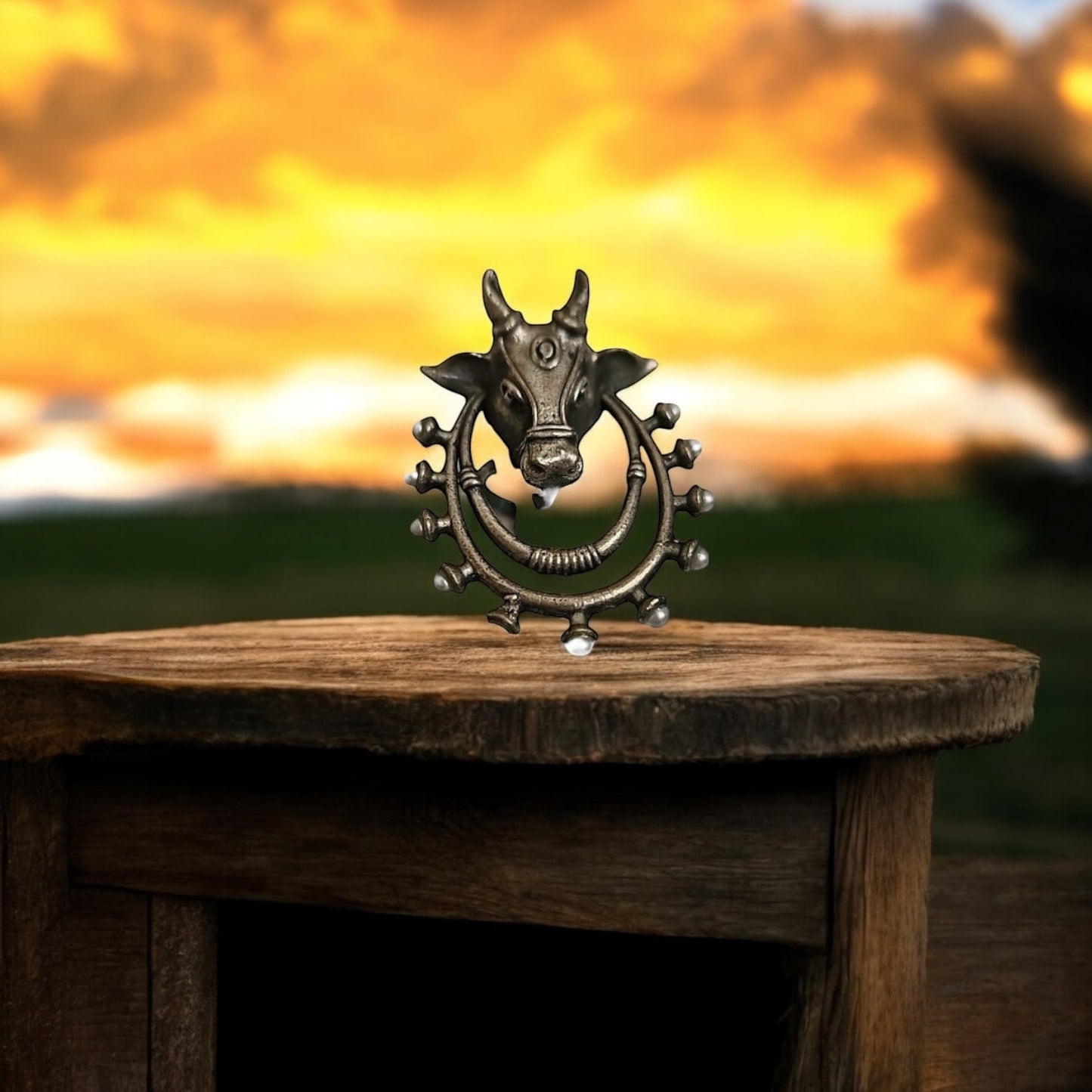 808258 Ring With Oxidised Plating