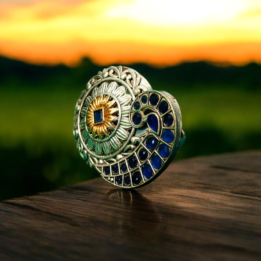 807624 Ring With Oxidised Plating Blue