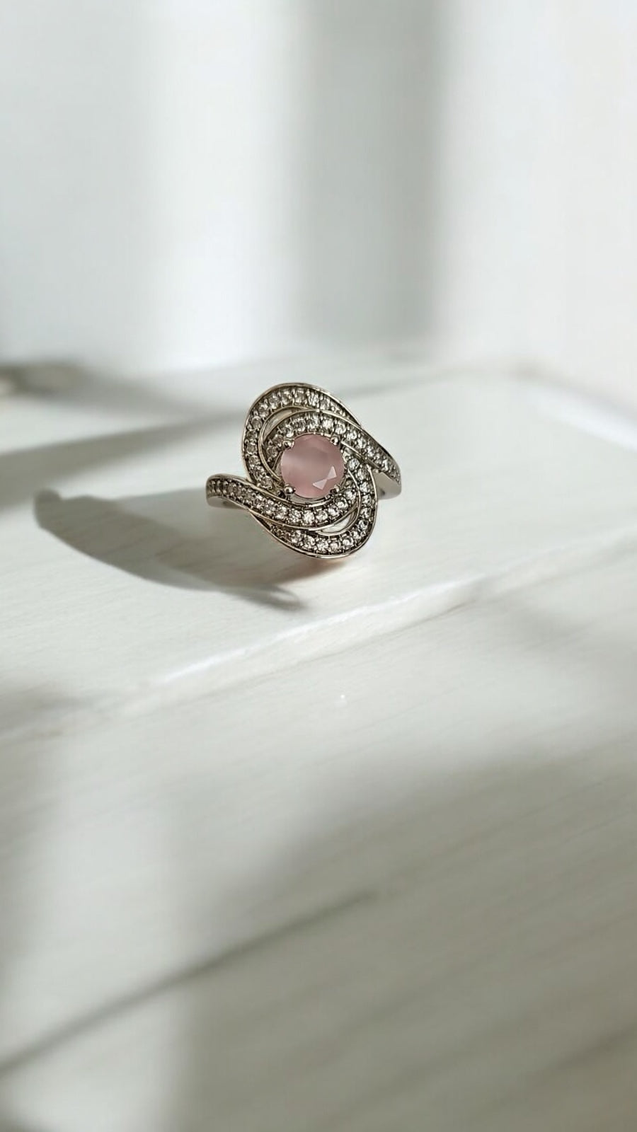 91609-RN Cz Adjustable Ring Pink
