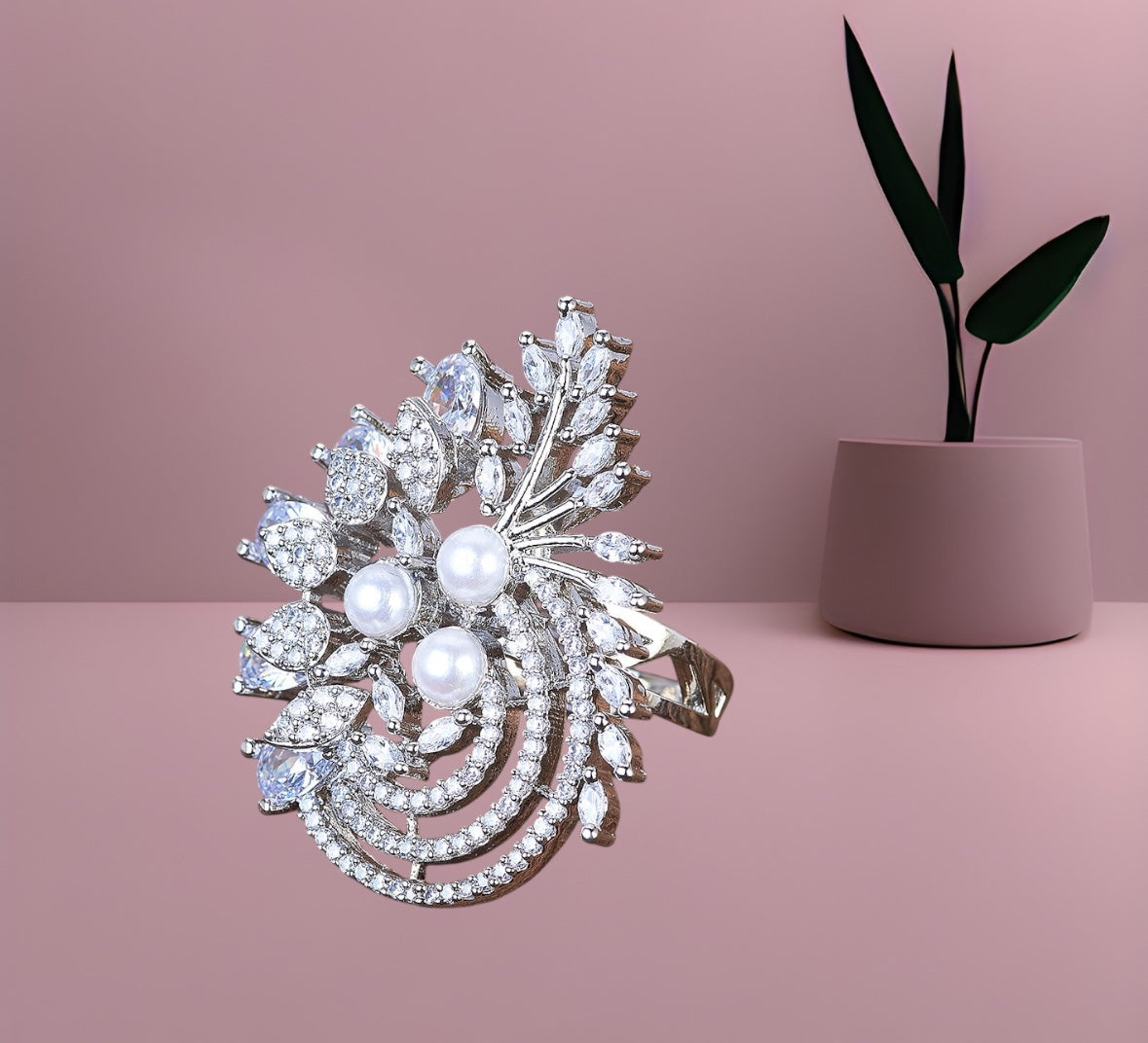 425252 Cz Adjustable Ring Silver