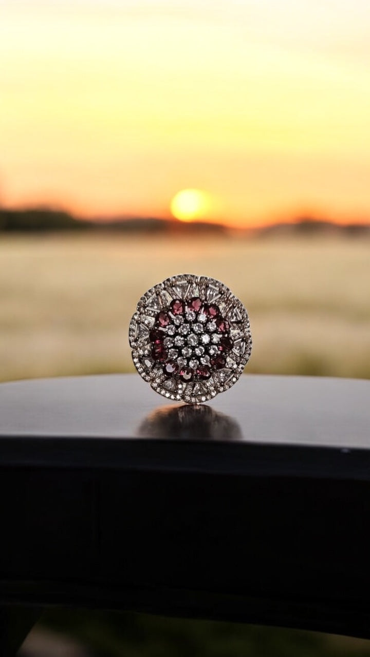 40190 Cz Adjustable Ring Ruby