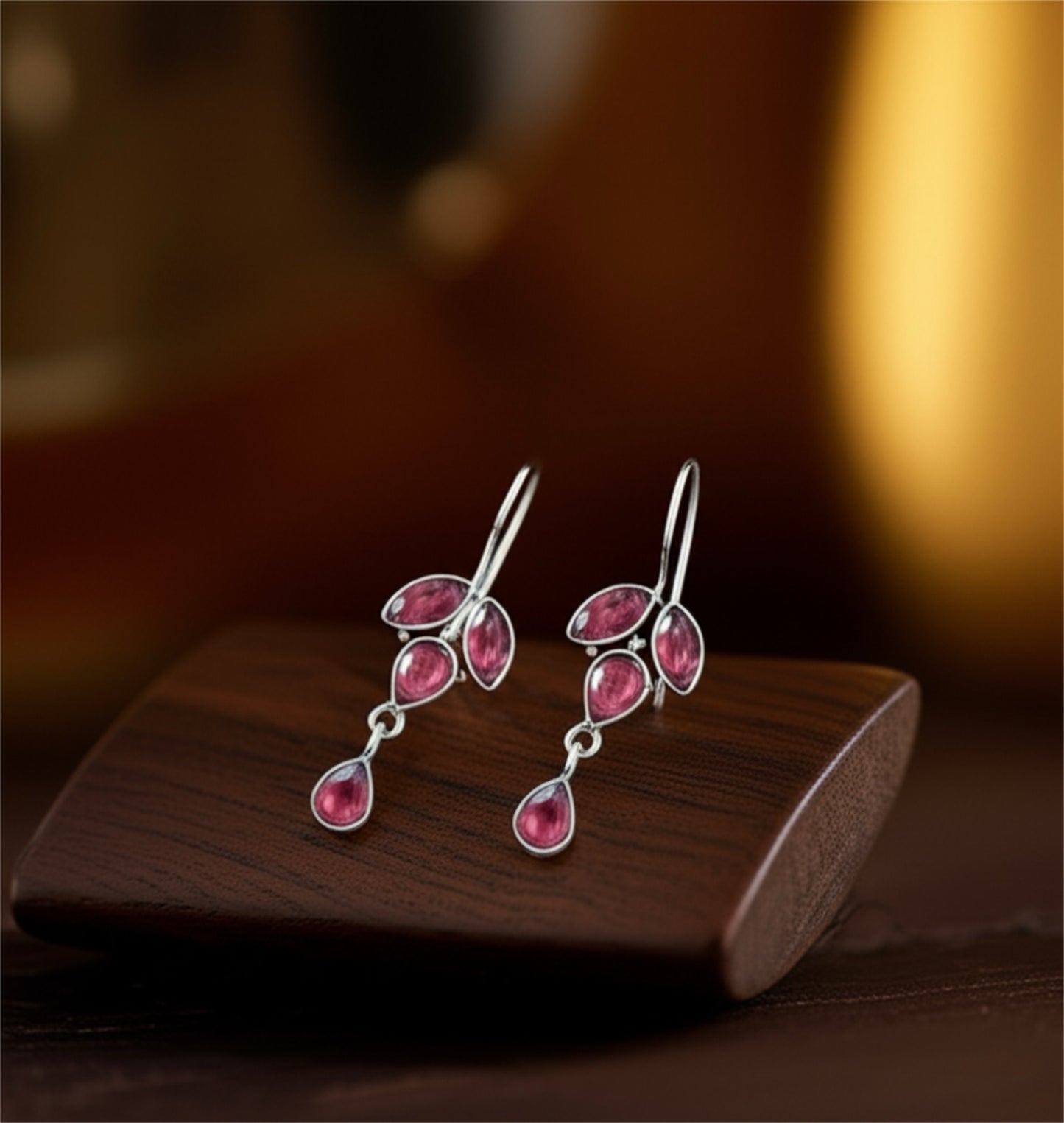 91999-ERO Pretty Precious Fashion Oxidised Silver Stylish Party Wear Earrings for Women and Girls-Ruby