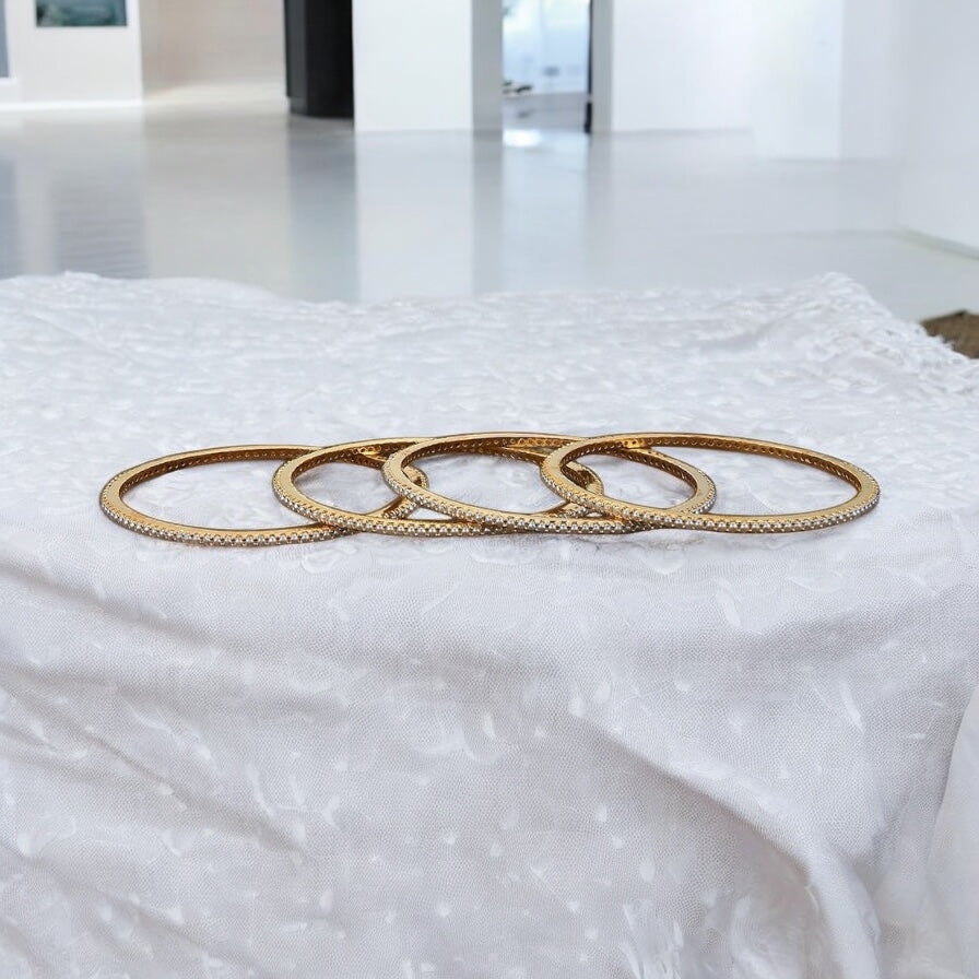 427266 Cz Moti Bangles With Gold Plating-Size 2.6