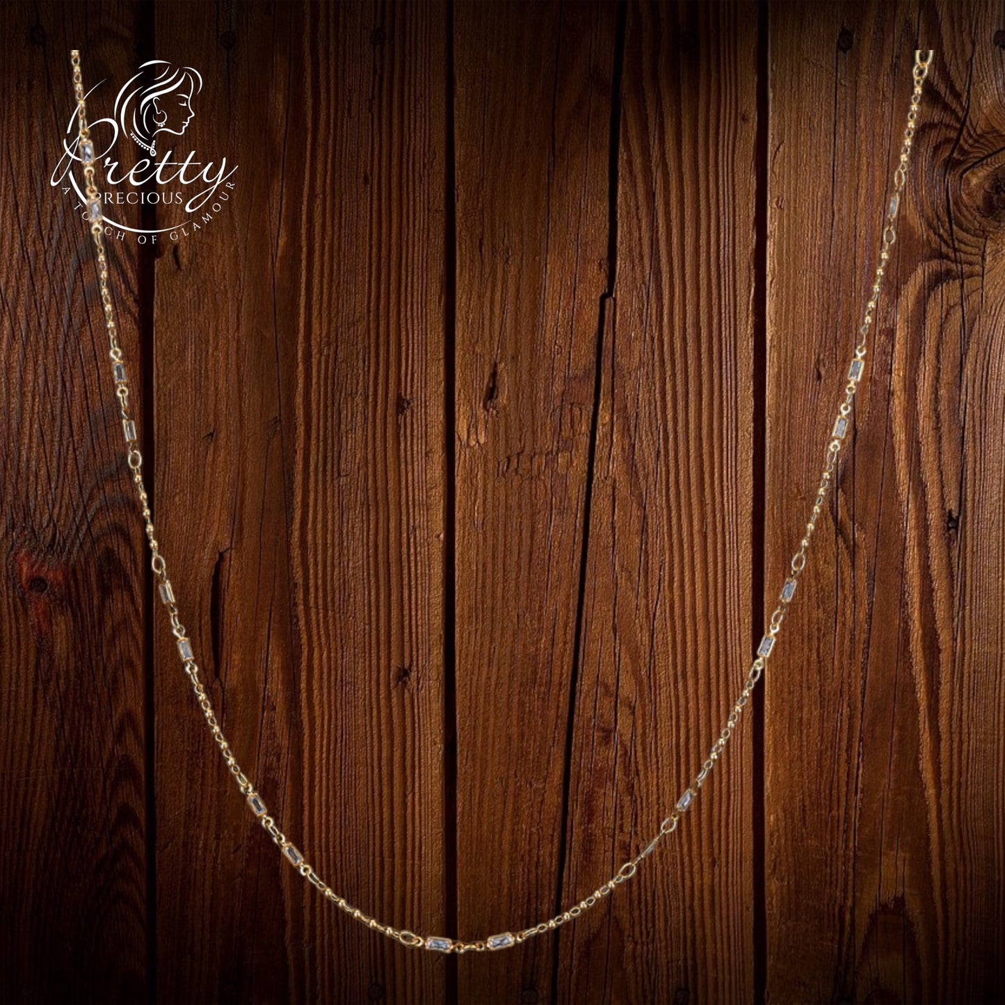 427469 Cubic Zirconia Delicate Chain With Rhodium Gold Plating