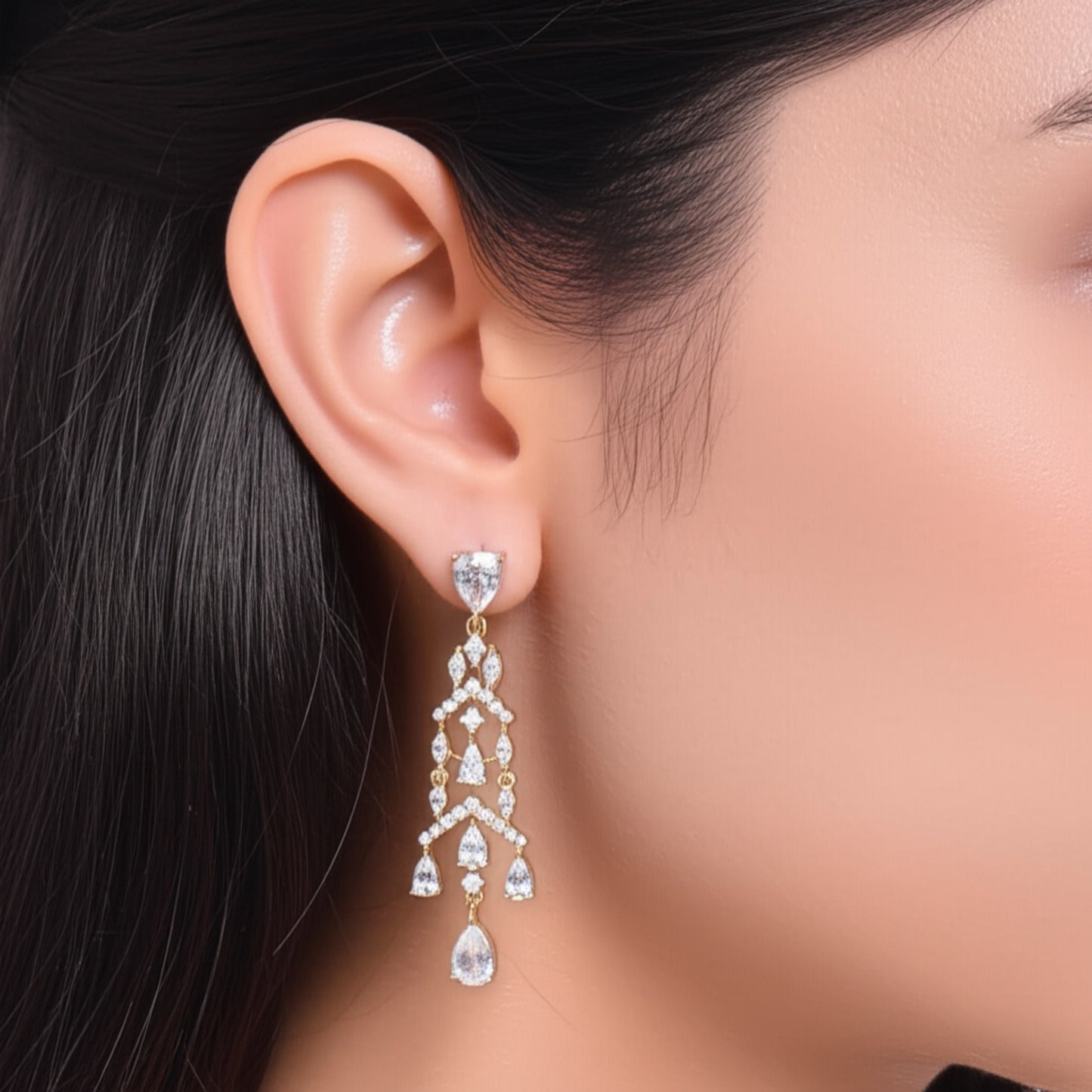 437567 CZ Earring With 2 Tone Plating