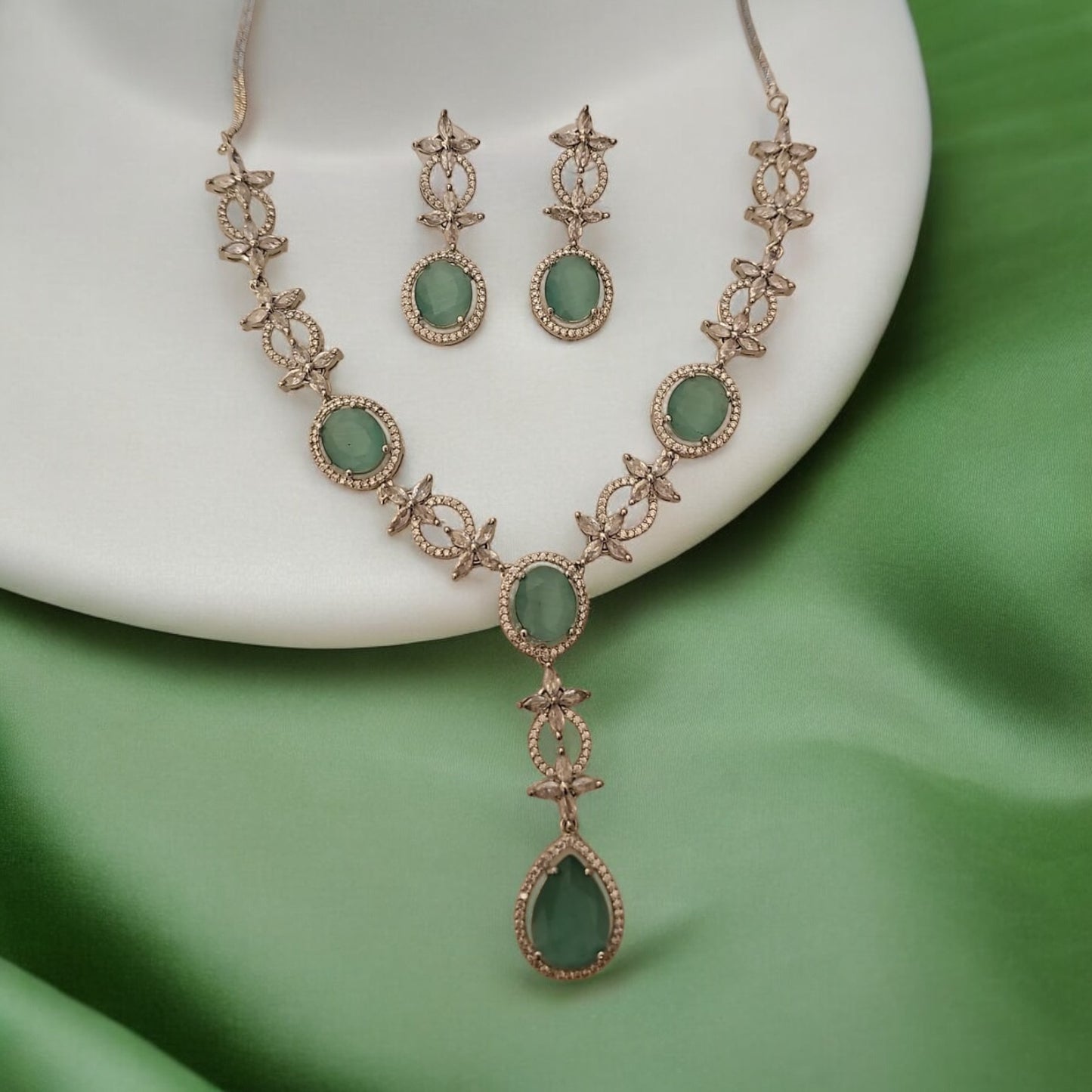 95959-NS Cz Delicate Necklace-Mint