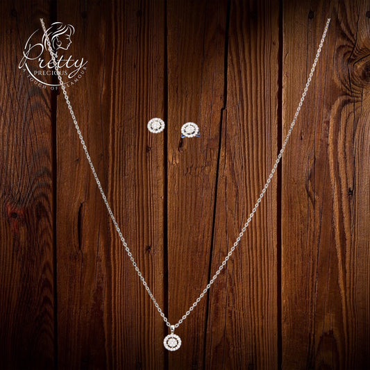 429703 Cubic Zirconia Delicate Pendant Set With Rose Gold Rhodium Gold Plating-Silver