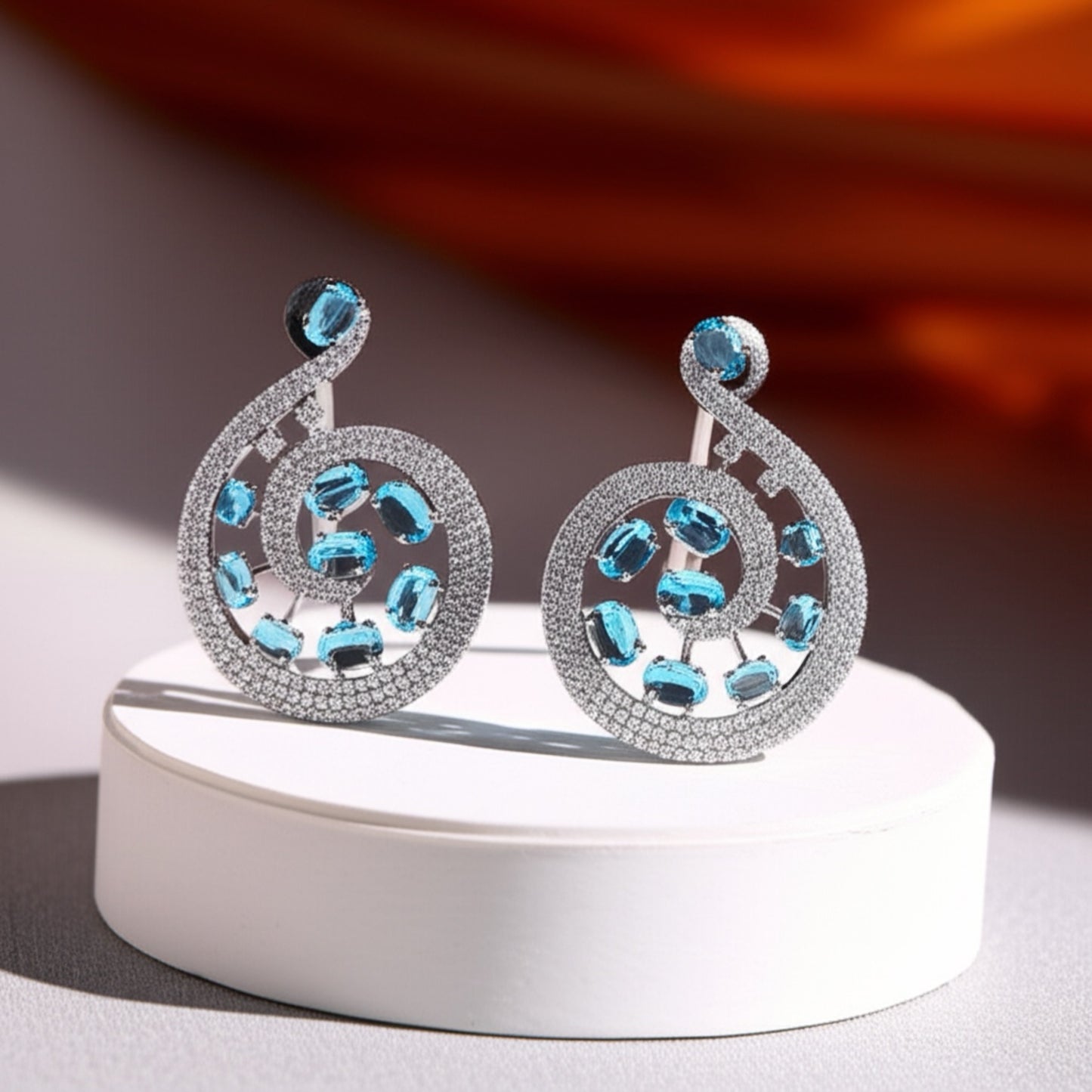 430234 Earring With Black Plating- Blue