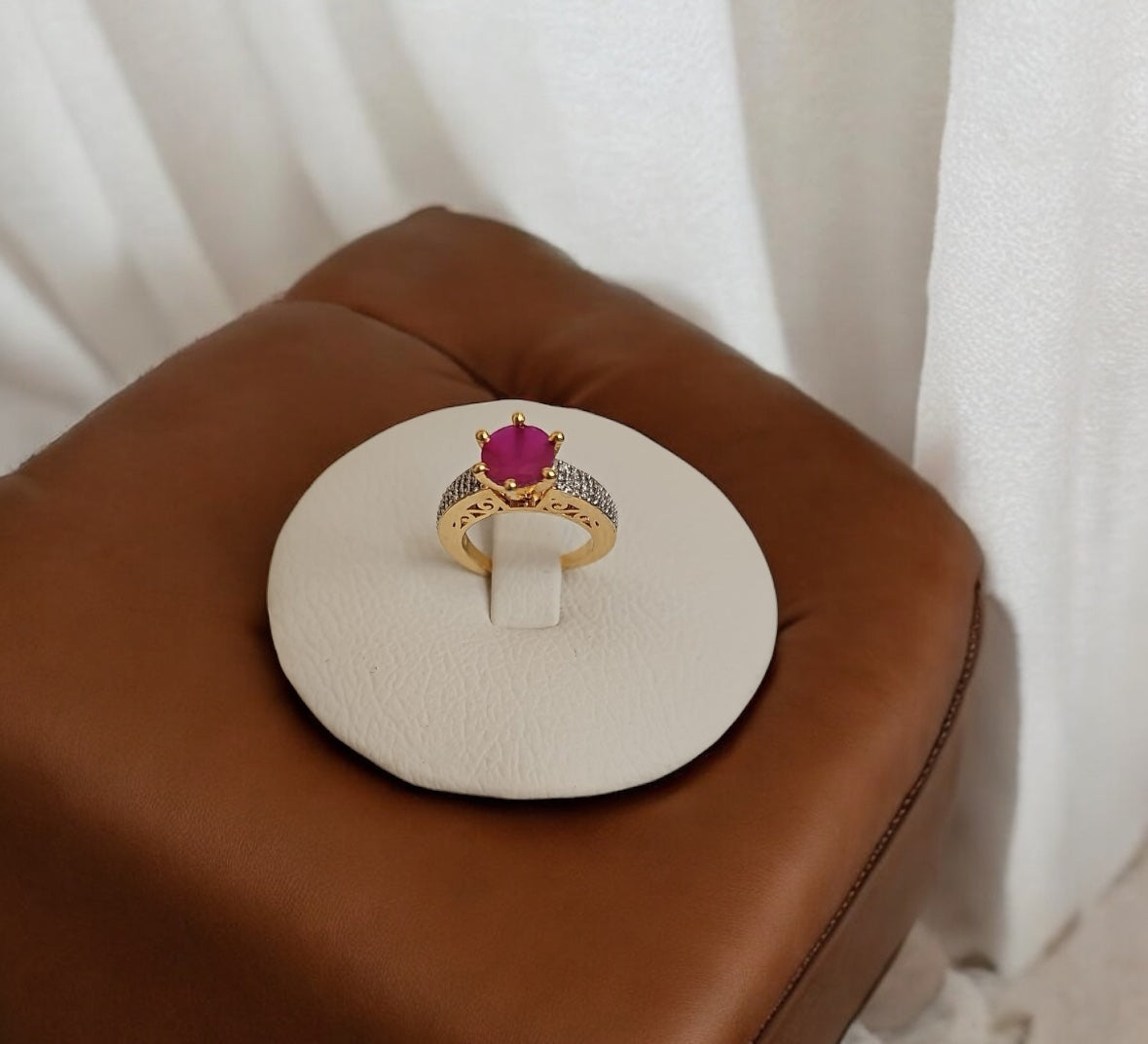 91259 Cz Adjustable Ring Ruby