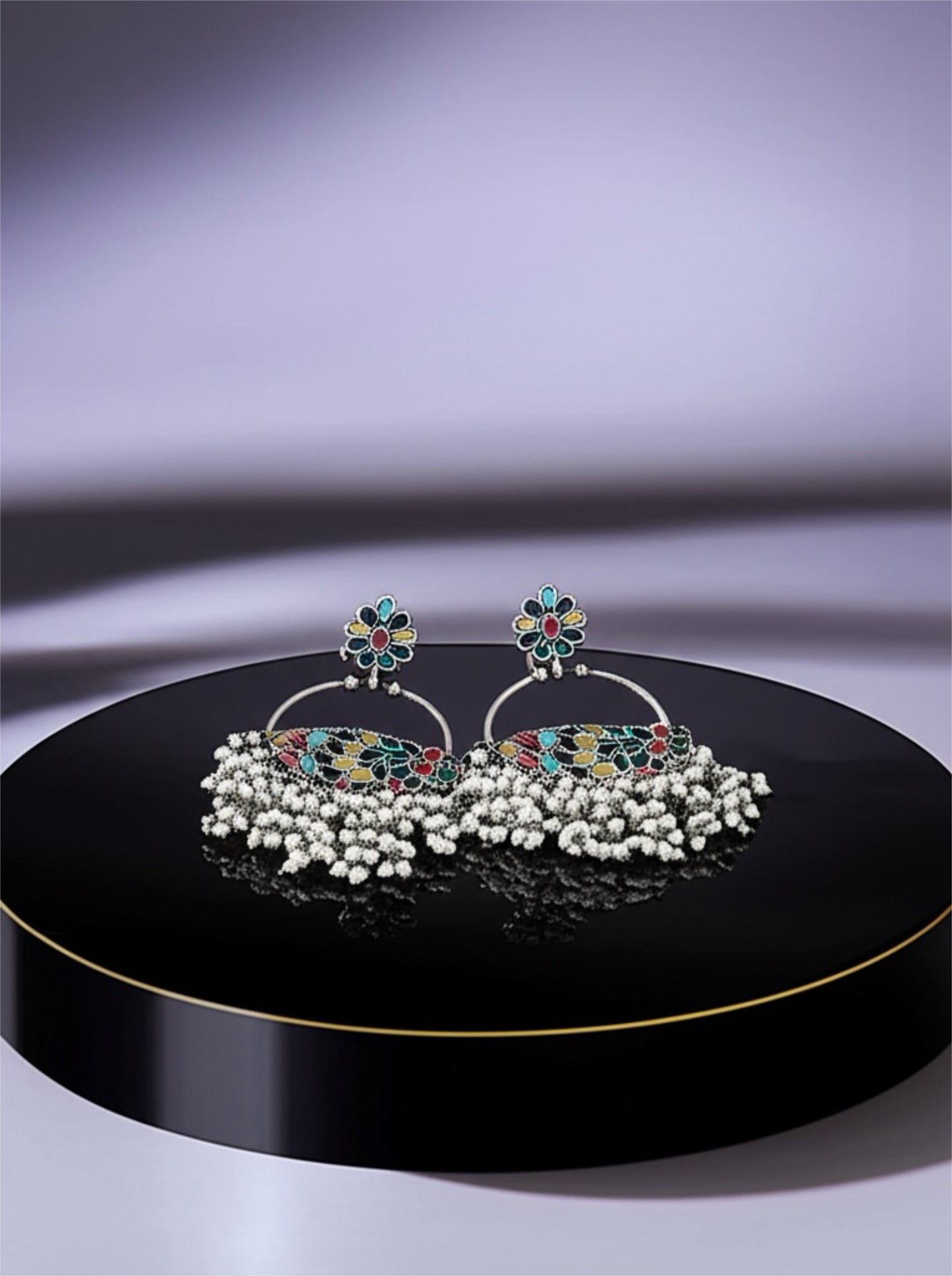 94999-ERO Pretty Precious Fashion Oxidised Silver Stylish Party Wear Earrings for Women and Girls-Multi
