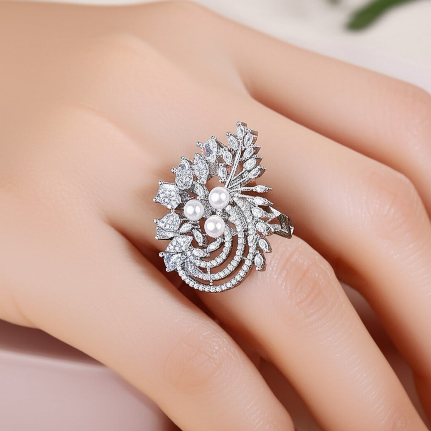 425252 Cz Adjustable Ring Silver