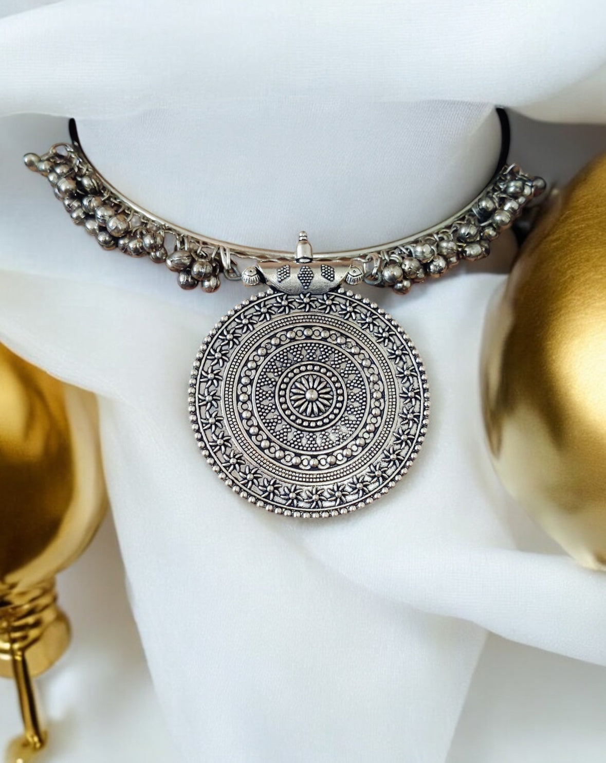 92509-NSO Classic Necklace With Oxidised Plating-Design 2