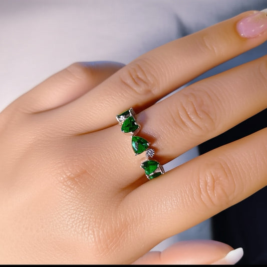 92109-RN Cz Adjustable Ring Green
