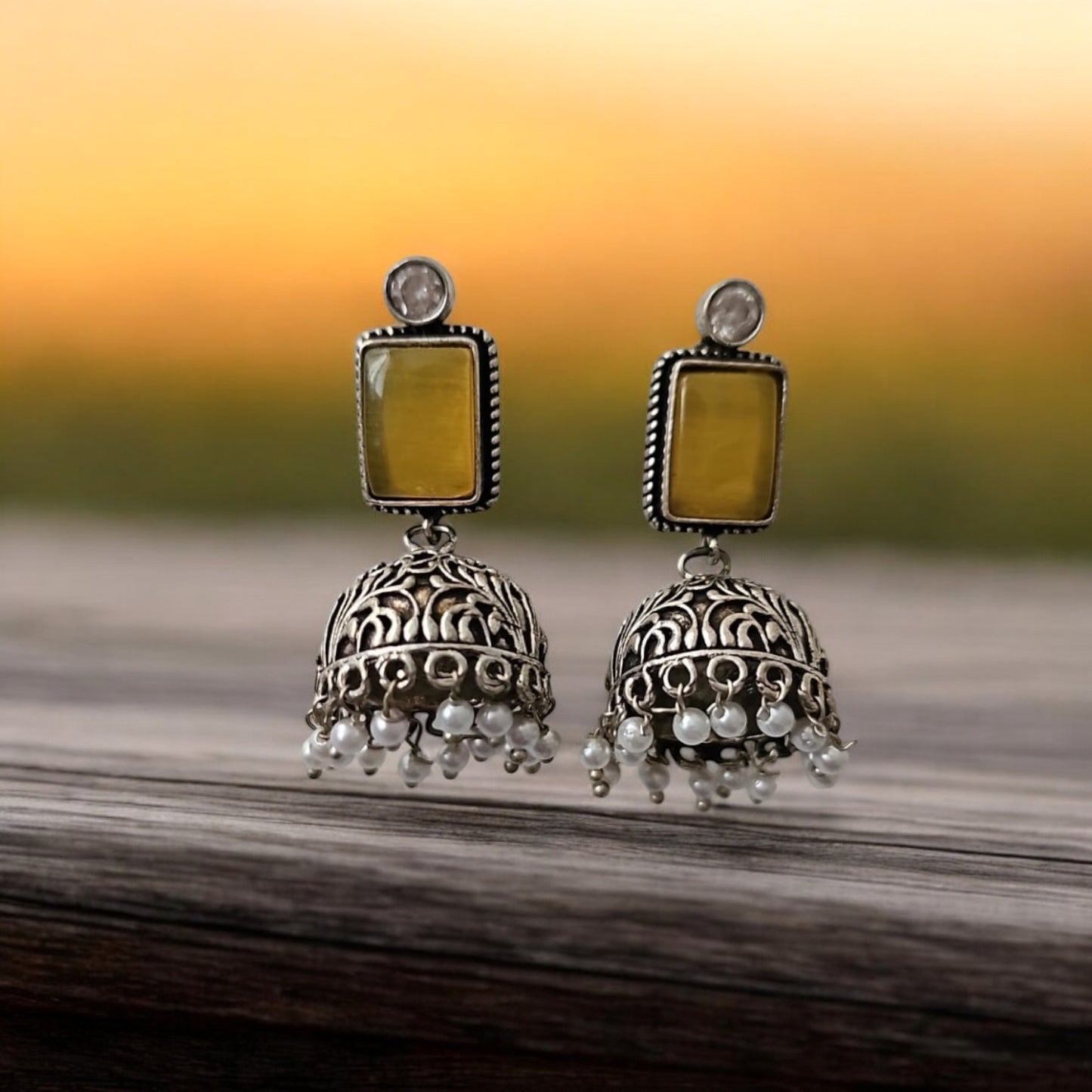 805828 Pretty Precious Fashion Oxidised Silver Stylish Party Wear Earrings for Women and Girls