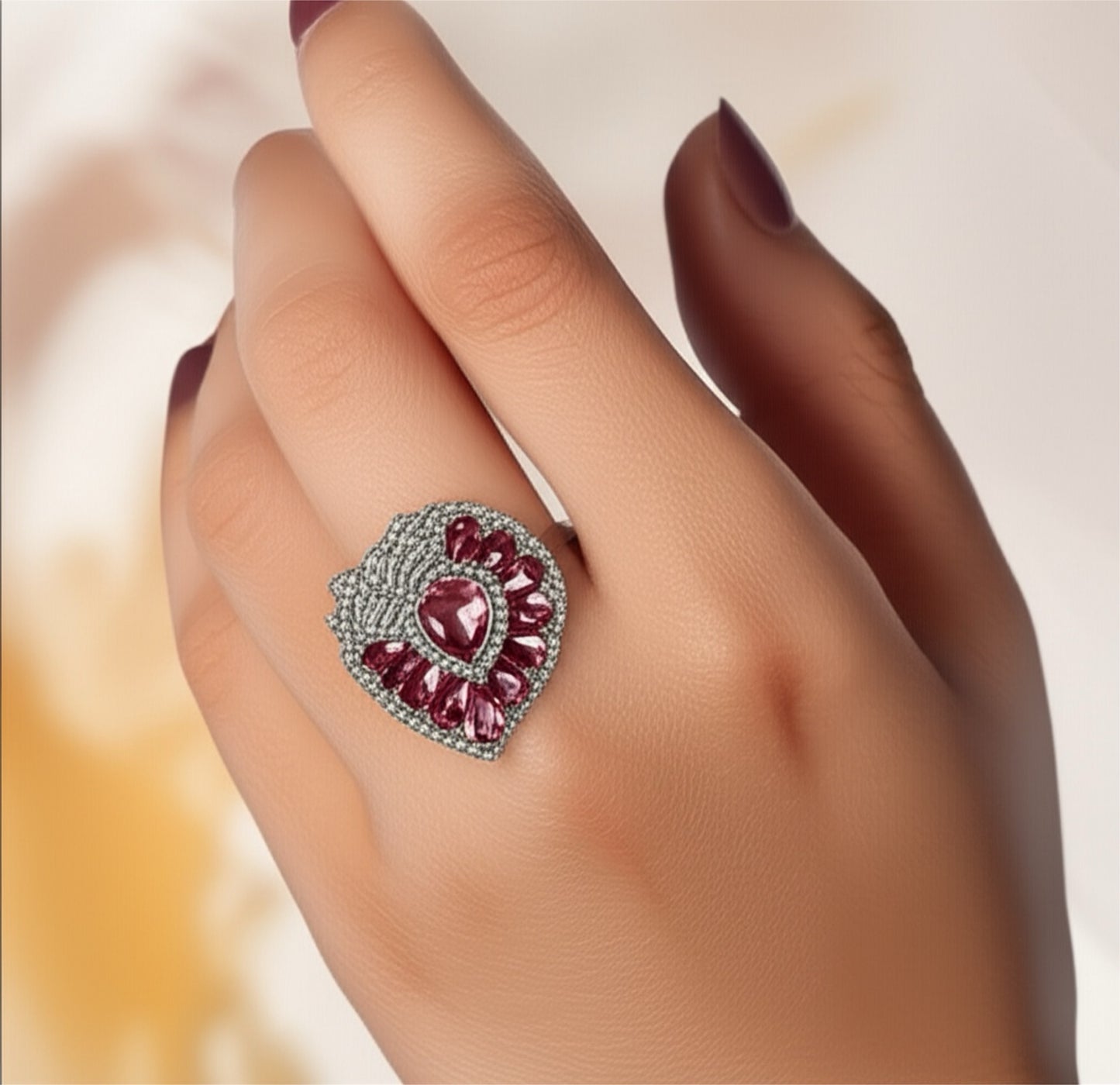 436626 Cz Adjustable Ring Ruby